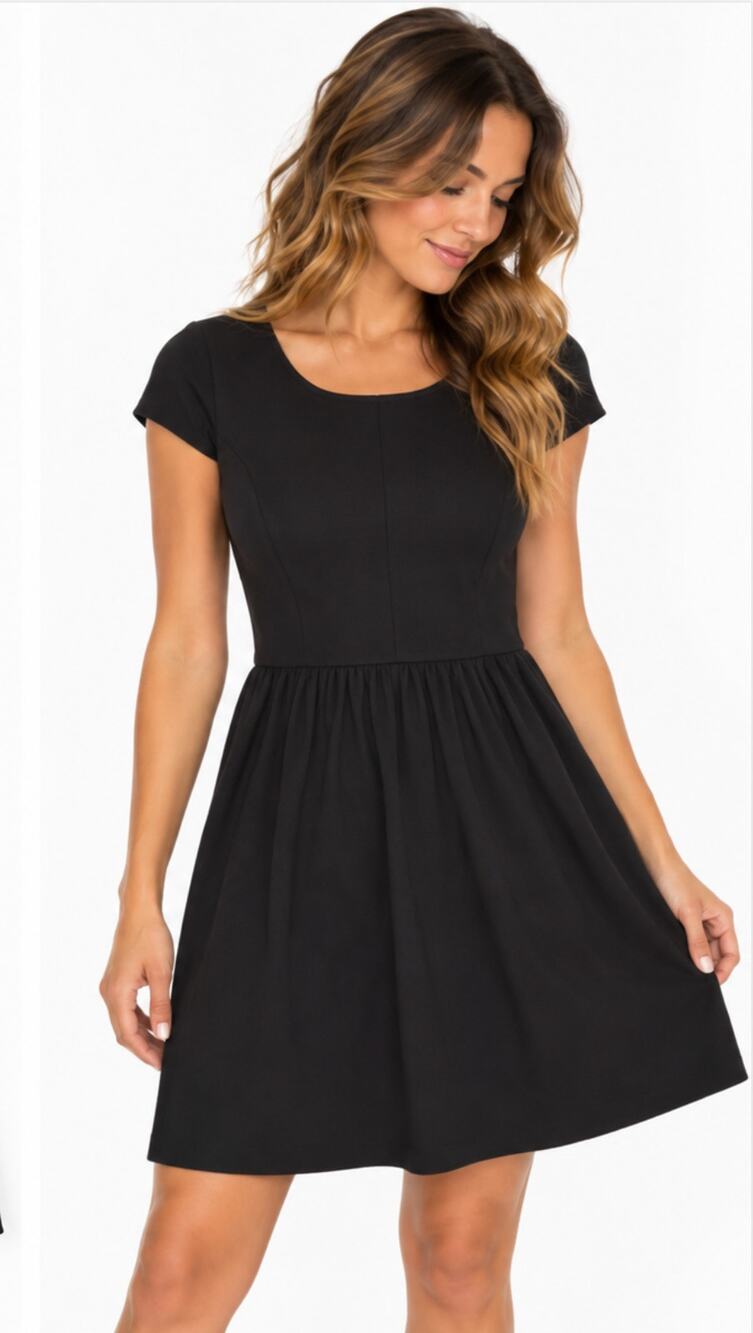Madewell NWT Black Ponte Fit & Flare Dress Size Small